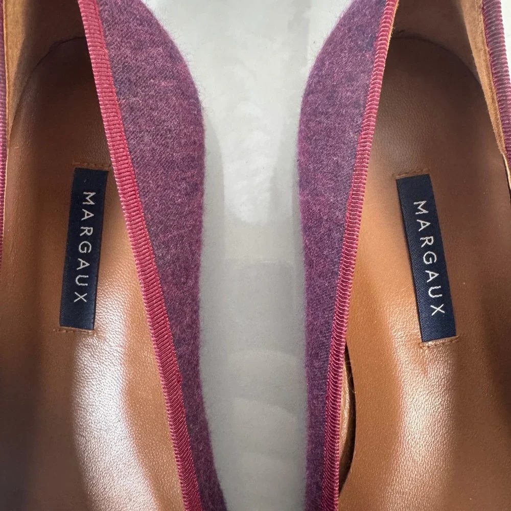 Margaux The Pointe Ballet Flat Purple Fabric Leather Sole Handmade‎ Quiet Luxury